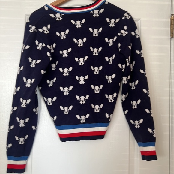 French bulldog pattern V-neck sweater - Picture 2 of 8